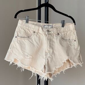We The Free Tan Distressed Jean Shorts